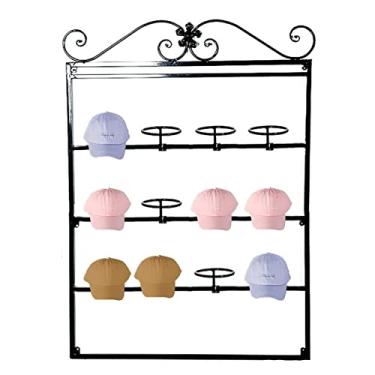 Imagem de ZDJZMGZ Suporte independente para chapéus para casa/loja, expositor de chapéus com ganchos móveis, suporte de armazenamento de tampa de metal preto com 130 cm de altura, comporta chapéus 12/16/20