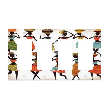 Imagem de Placa decorativa para mulher africana com 4 interruptores, placa decorativa para cozinha, casa de fazenda, quarto, casa de banho, decoração de arte