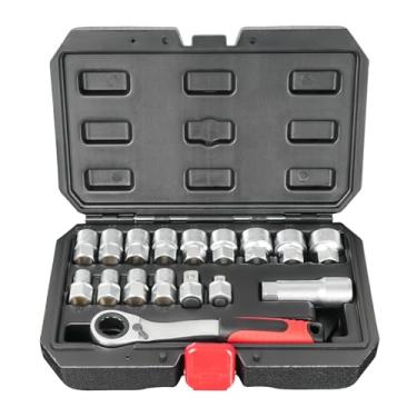 Imagem de Conjunto de soquete de catraca, conjunto de soquetes de acionamento com catraca – Kit de ferramentas de reparo compacto para manutenção de veículos, tarefas de encanamento, painel elétrico, montagem