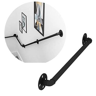 Imagem de Corrimão de escada - kit completo, corrimão de tubo preto industrial de escada com suporte de parede, casa contra a parede, grades internas e externas para idosos (tamanho : 5,2 m)