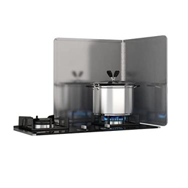 Imagem de Protetor contra respingos de aço inoxidável, protetor de cozinha antirespingos para graxa de cozinha, design de 3 lados, barreira de óleo dobrável, protetor traseiro atrás do fogão