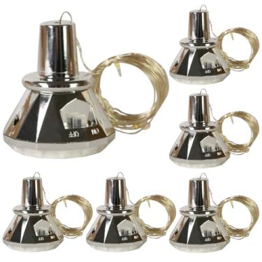 Imagem de Luzes de garrafa de vinho movidas a energia solar - 6 garrafas de vinho com corda de fadas - decoração de peças centrais de mesa ao ar livre para casamento, jardim, caminho de Natal, bar, pátio