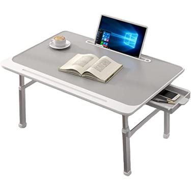 Imagem de Bandeja de cama dobrável, mesa para laptop, mesa de computador pequena com gavetas, portátil, notebook, mesa de computador, ótima para casa e escritório