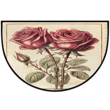 Imagem de Tapete de porta meio redondo para dia dos namorados, antiderrapante, absorvente, semicírculo, tapetes laváveis, meia lua, para ambientes internos, pátio, cozinha, banheiro, entrada, lareira, decoração