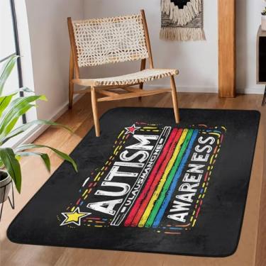 Imagem de Tapete de área para sala de estar, lavável à máquina, design de autismo, antiderrapante, tapete macio para sala de estar, quarto, sala de jantar, berçário, cozinha, decoração de casa