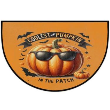 Imagem de Tapete de porta meio redondo, abstrato, abóbora, antiderrapante, antiderrapante, semicírculo, lavável, meia lua, tapetes para ambientes internos, pátio, cozinha, banheiro, entrada, lareira, decoração