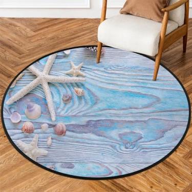 Imagem de Tapete redondo de 1,8 m de madeira, tapete circular antiderrapante, lavável, tapete circular para quarto, berçário, sala de estar, cozinha, banheiro, entrada, decoração de casa