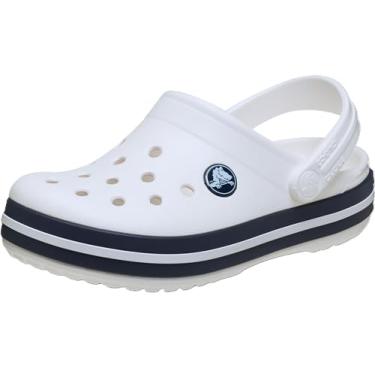 Imagem de Crocs Tamanco infantil Crocband, Branco/Azul marinho, 28