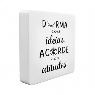 Imagem de Luminária Box Slim Durma Acorde USB, LED 5W, Bivolt, Polietileno, 20x18x5 cm, Luz Difusa, com Cabo USB 1,2m