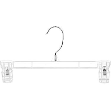 Imagem de DEILSY Cabides de saia para calças com clipes, shorts de plástico transparente com 2 clipes ajustáveis, roupas antiderrapantes perfeitas para calça, pacote com 30