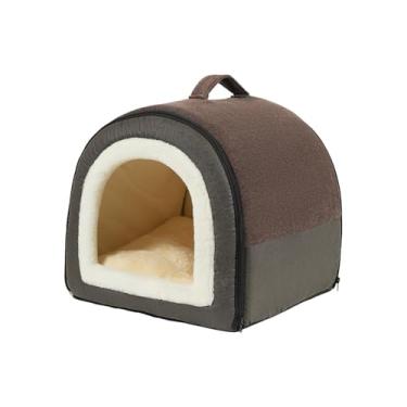 Imagem de Bothyi Casa de cachorro portátil quente macio aconchegante almofada removível 2 em 1 cama de gato de cachorro dobrável cama de canil macio para piso de, L