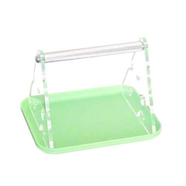 Imagem de IEUDNS Poleiro de mesa para pássaros, suporte para papagaios, suporte de metal texturizado para afiar bicos e garras, ideal para periquitos, canários, araras, Verde