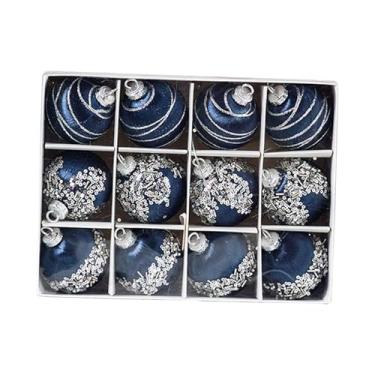 Imagem de UGPLM Conjunto de 12 bolas de Natal para enfeitar a árvore, pingentes decorativos e originais para festas, hotéis, casas e jardins, Azul