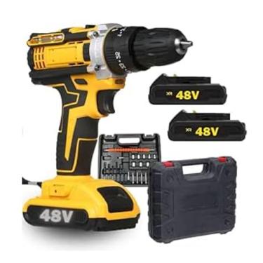 Imagem de Furadeira e Parafusadeira de Impacto Sem Fio 48V Com LED, 2 Baterias Recarregáveis, Kit 32 Acessórios + Maleta Premium – Alta Potência para Uso Profissional e Doméstico