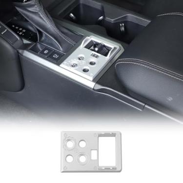 Imagem de Fgtagtal Capa de botão antiimprensa do console central compatível com Toyota Land Cruiser 250 Prado J250 LC250 2024 2025 Alumínio 4WD Button Panel Trim Frame Accessories (Prata)