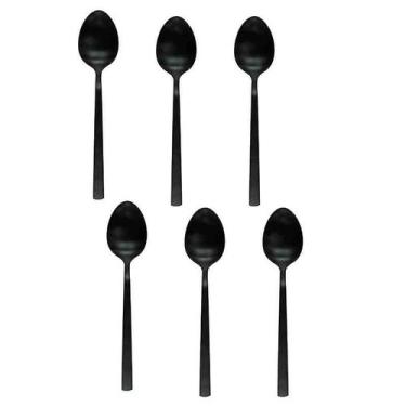 Imagem de Jogo 06 Colheres de Sobremesa Inox Ibiza Black Tuut