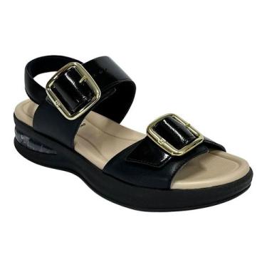 Imagem de Sandália Piccadilly Soft Step Anabela 599003 Preto, Preto, 35