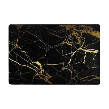 Imagem de Zeraoke Tapetes de área de papel de parede preto dourado para sala de estar 1,2 x 1,5 m, tapete macio e moderno, tapetes antiderrapantes para decoração de casa, tapete lavável para quarto, jantar,