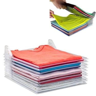 Imagem de Kit com 10 Organizadores de Camiseta e Camisas – Divisórias para Gavetas e Armários, Plástico Resistente, Prático, Empilhável, Organizador de Roupas com 10 Divisórias, Sistema Tipo Arquivo