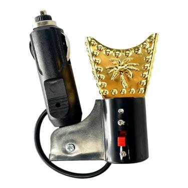 Imagem de Baoblaze Queimador de incenso elétrico para carro, dispositivo criativo, acessório decorativo para automóvel, difusor de aroma de metal para carro, Ouro