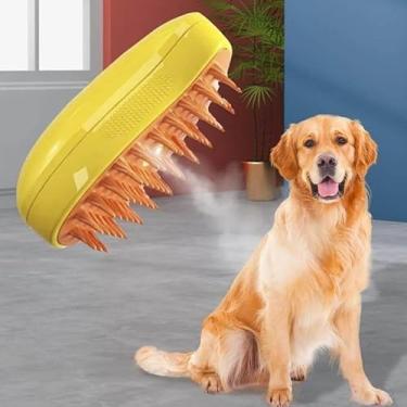 Imagem de Escova a Vapor 3 em 1 Premium para Cães e Gatos | Remove Pelos, Higieniza e Massageia | Banho Seco com Vapor Suave | Ideal para Todos os Tipos de Pelagem