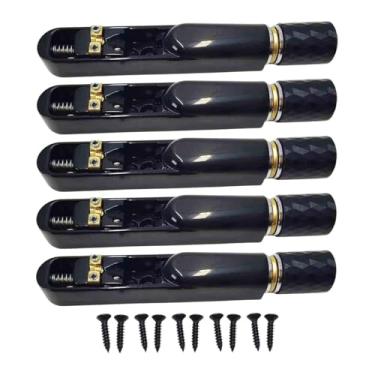 Imagem de Almencla Conjunto de ponte e cordal para guitarra elétrica sem cabeça, peças para guitarra, cavalete único com chave, 5 Cordas Pretas