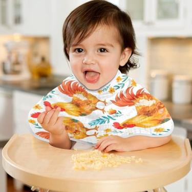 Imagem de CEBUGI Panos para Arrotar Musselina para Bebês 56 x 28 cm Toalhas de Bebê Absorventes Macias Lindas Galinhas e Flores Trapos de Arroto de Algodão para Bebês Meninos e Meninas 1 Pacote