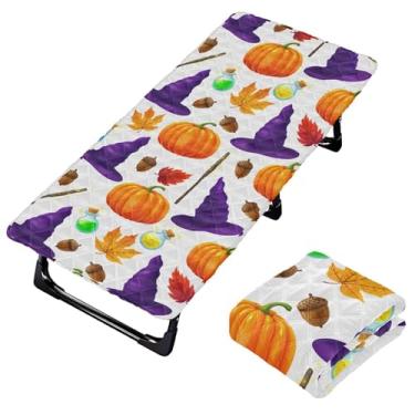 Imagem de Burbuja Lençol de berço de chapéu de bruxa Pumpkins para crianças, lençol de cochilo acolchoado portátil com faixa elástica para meninas e meninos, lavável na máquina, 63,5 x 127 cm