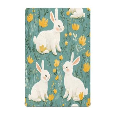Imagem de STAYTOP Lençóis de berço de coelho da Páscoa para meninos e meninas, lençol com elástico para berço padrão e colchão infantil, de microfibra supermacia, 99 × 69 × 5 cm