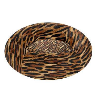 Imagem de SEHANY Cama de cachorro com estampa de leopardo, removível e lavável, pequena, redonda, cama de gato, fofa, super macia, confortável para animais de estimação com fundo antiderrapante para cães