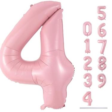 Imagem de Balão numérico de 101 cm para decoração de aniversário, balões grandes autoinfláveis com números de folha rosa 0-9 para amigos, balões de hélio rosa para mulheres e homens, artigos de festa de