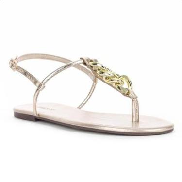Imagem de Sandália Rasteira Anacapri Corrente Slim New Dourado - Feminino-Feminino