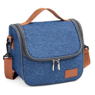 Imagem de Bolsa Térmica Moderna, Lancheira com Alça Ajustável para Marmita, 3 Cores Disponíveis, Material Resistente em Poliéster, Ideal para Trabalho, Escola e Passeios (Azul)