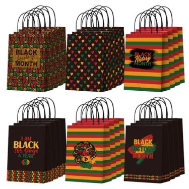 Imagem de Zhanmai 48 peças de sacolas de lembrancinhas de festa do mês da história negra com alças para presentes presentes sacos de papel para lembrancinhas de festa de aniversário afro-americanas
