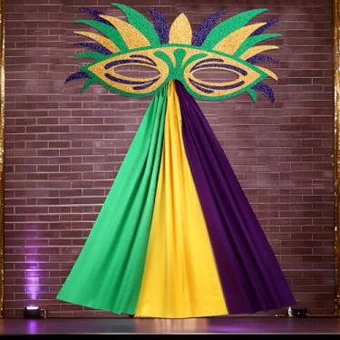 Imagem de Thyle Conjunto de decoração de carnaval de 76 x 50 cm, placa de varanda de carnaval, faixa de boas-vindas, decoração pendurada para uso interno e externo, baile de máscaras, festa em casa