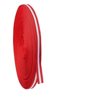 Imagem de Rolos de fita de cetim de 25 metros para artesanato, fita de tecido de poliéster listrado de 6,5 cm para embrulho de presente, buquê de flores e casamento (vermelho branco vermelho)