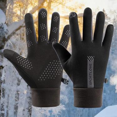 Imagem de Luvas térmicas femininas, luvas de inverno leves e resistentes ao frio para tela sensível ao toque, pretas