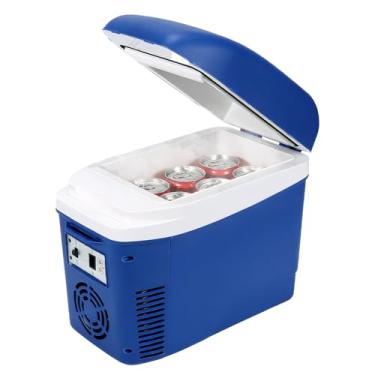 Imagem de Iceblue Mini refrigerador de 7L/9 latas, plugue CA e carregador de carro de 12 V, geladeira pequena com cinto, mini geladeira portátil e compacta para quarto, carro, viagem, piquenique, escritório