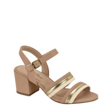 Imagem de Sandália Feminina Casual Tiras Salto Bloco Modare 7109.486, Nude, Dour