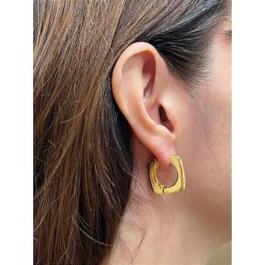 Imagem de Brinco Argola Orgânico Banho Ouro 2 Milésimos com Verniz Italiano - 1 