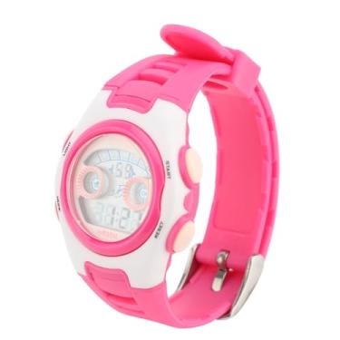 Imagem de Generic Relógio Infantil Esportivo, Elle Backlight 12/24 Horas Relógio de Pulso Digital Infantil Esportivo (Alça Rosa Estojo Branco)