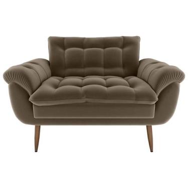 Imagem de Sofá 2 Lugares Pequeno 1,25 Pés Em Madeira Maciça Xangai Veludo Cinza 