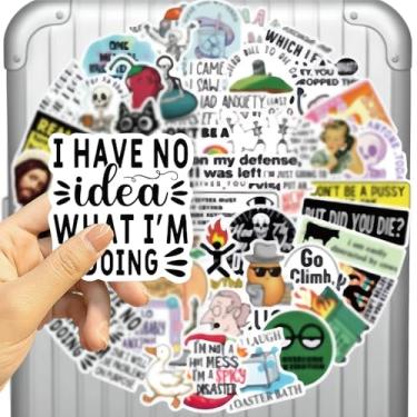 Imagem de Pacote com 50 adesivos engraçados, decalques de meme humorísticos para laptops, garrafas de água, capacetes rígidos e muito mais, adesivos de vinil duráveis