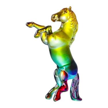 Imagem de IEUDNS Estátua de cavalo de vidro em miniatura, figura simples para mesa, ornamento Feng Shui, item colecionável para decoração de casa ou, Style B