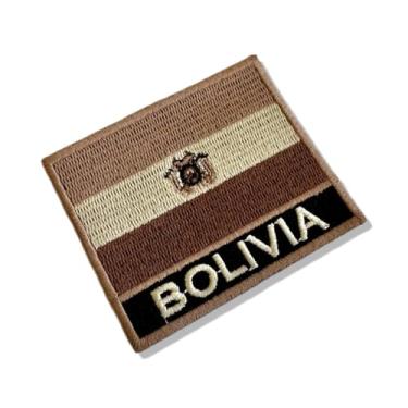 Imagem de BP0029N-004 Bandeira Bolívia Patch Bordado 7,5×6,3cm (B) Fecho de contato gancho)