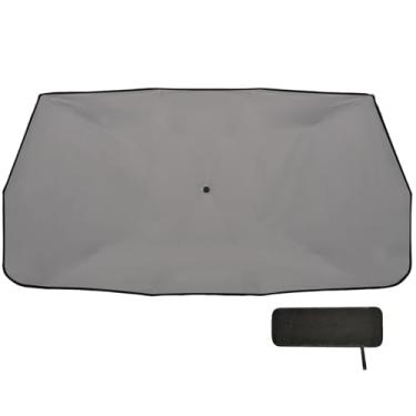 Imagem de Guarda-chuva de para-brisa cinza escuro escuro com bloqueio UV para janela de carro blackout 147 x 75 cm material de carro