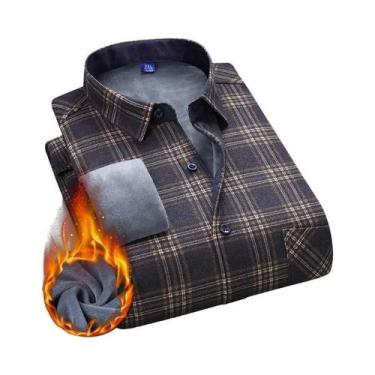 Imagem de Camisa De Negócios Masculina De Manga Longa Em Flanela Grossa Para Out