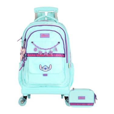 Imagem de Kit Escolar Lilo Stitch Mochila 4 Roda + Estojo Box