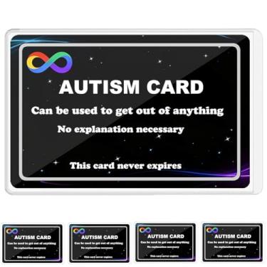 Imagem de Cartão engraçado de desculpa do autismo (5 conjuntos) - presente interativo para reunião de amigos, cartão de plástico em pasta pequena, PVC tamanho carteira para conscientização do autismo, meias de
