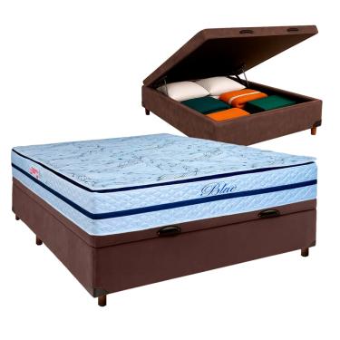 Imagem de Cama Box Bau + Colchão Casal Molas Ensacadas Blue Paropas